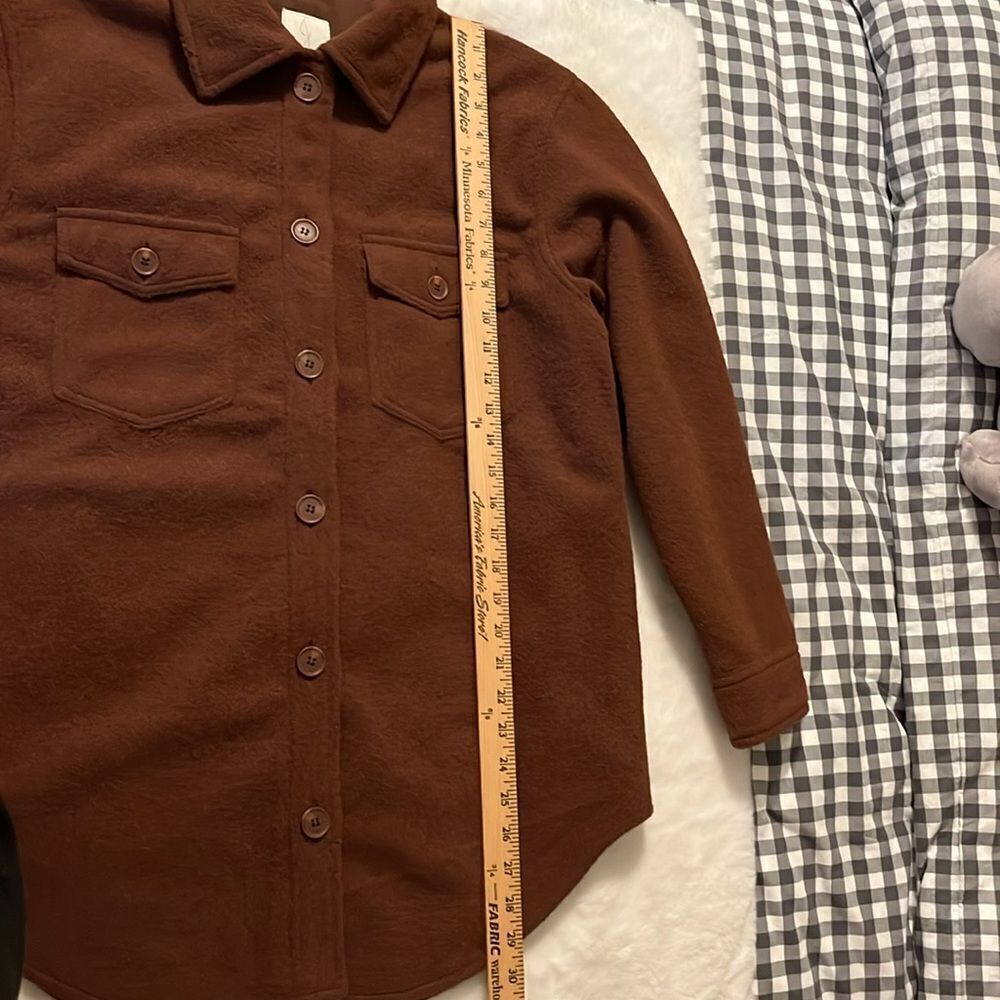 New! Joie Fleece Shirt Jacket Shacket Brown Button Down Size Medium - Picture 13 of 14